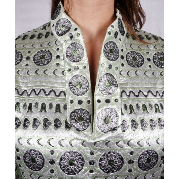 Vintage 1960s Nardiello Rona New York Metallic Mint Brocade Shift Dress | M/L - Picture 7 of 8